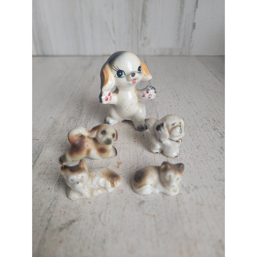 Vintage cute puppy variety dog set ceramic home decor figure unique‎